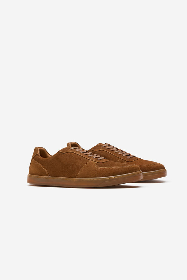 Cortefiel Leather sneaker Camel