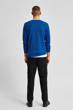 Cortefiel Classic organic cotton jumper Royal blue