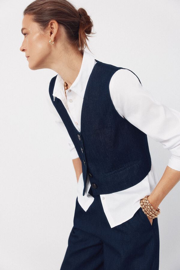 Cortefiel Tailored denim vest Blue