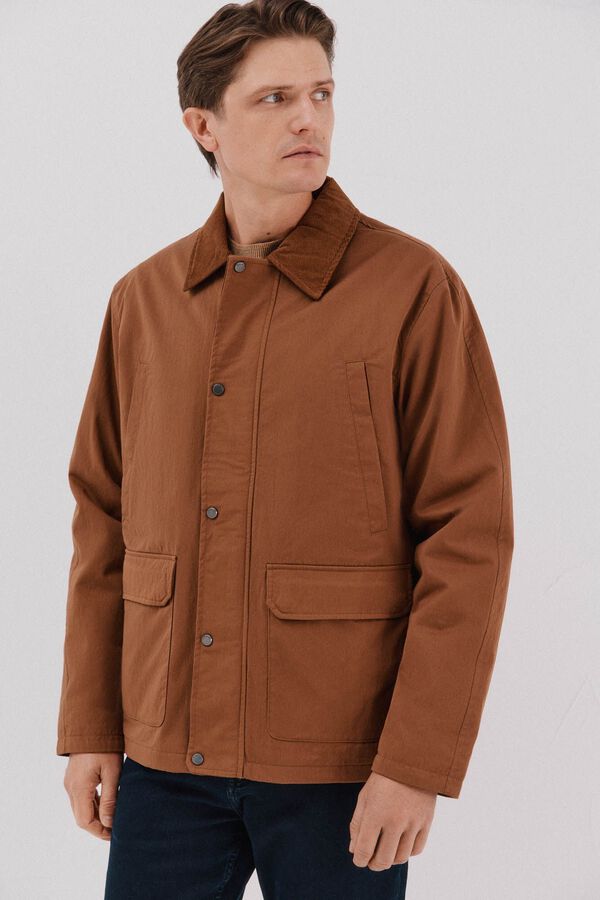 Cortefiel Jacket with combined neck Brown