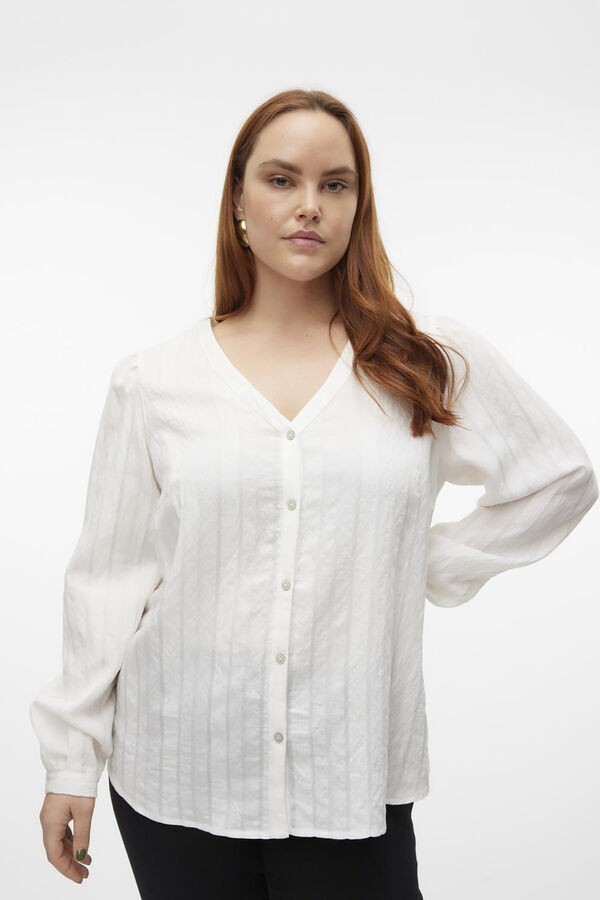 Cortefiel Camisa de manga comprida (tamanho grande)  Branco