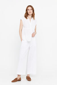 Cortefiel Cropped linen trousers White