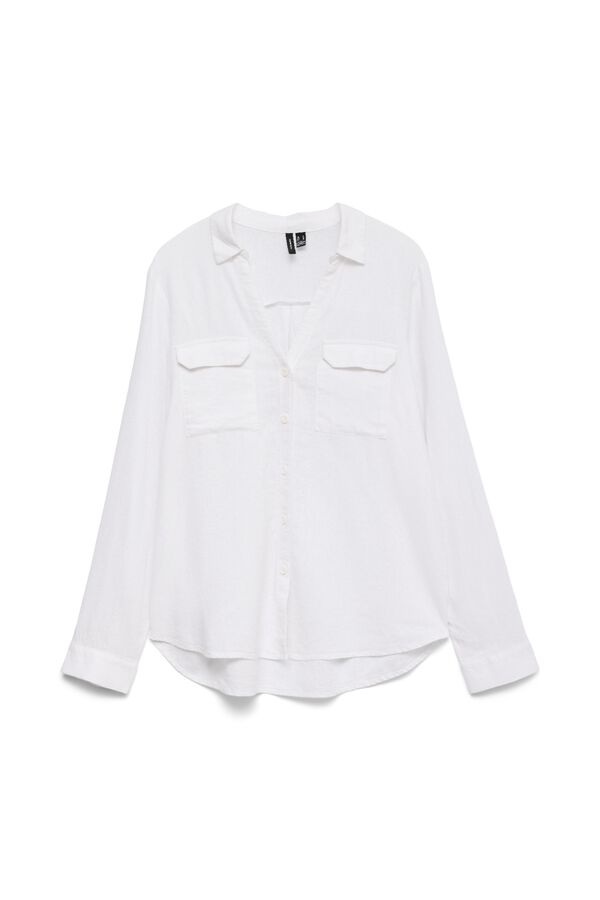 Vero Moda Camisa manga comprida em linho Branco