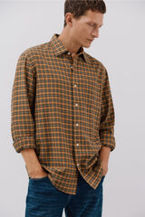 Cortefiel Tencel plaid shirt Printed yellow