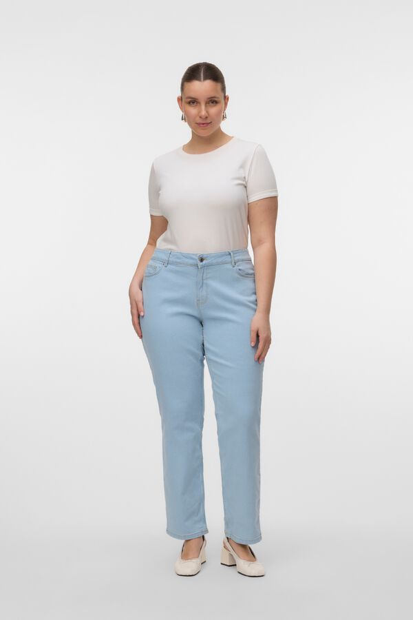 Vero Moda Curve Pantal&oacute;n vaquero de corte recto talla grande Azul