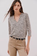 Cortefiel Camiseta básica decote mandarim Impressão