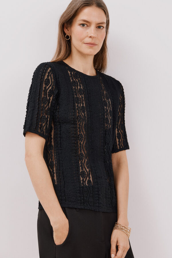 Cortefiel Top renda Preto