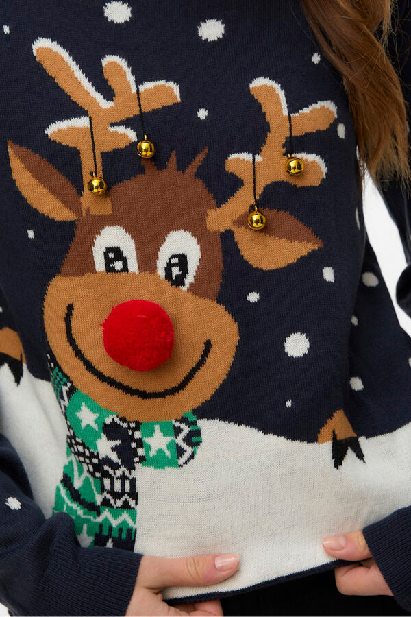 Vero Moda Christmas print round neck jumper Navy