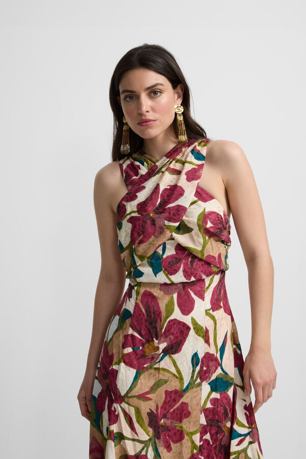 Silbon Vestido floral com halter e coleção de eventos Multicolorido