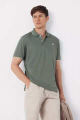 Cortefiel Coolmax&reg; jacquard collar polo shirt Kaki