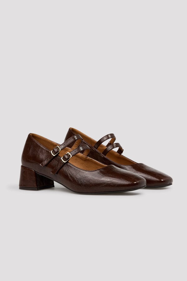 Cortefiel Strap heel ballet flats Printed brown