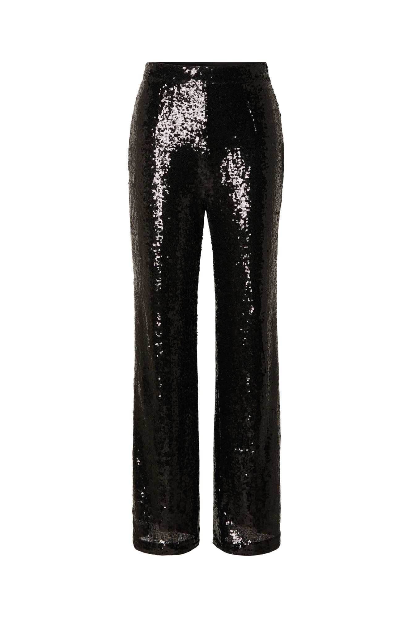 Straight sequinned evening trousers made with recycled materials