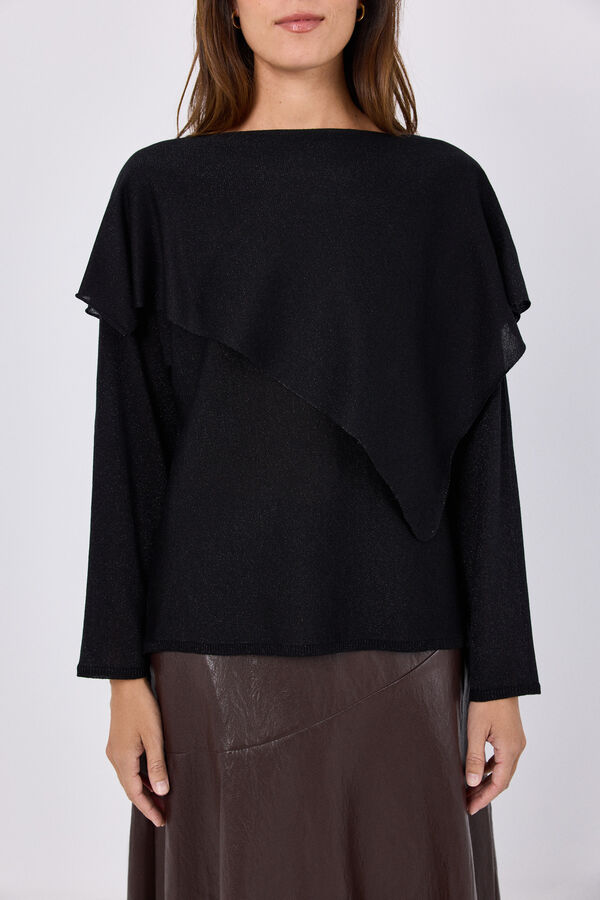 Cortefiel Metallic cape jumper Black