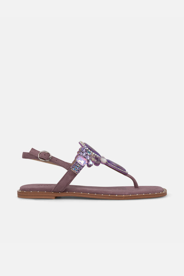 Alma en Pena Sand&aacute;lia estilo grego com missangas Roxo