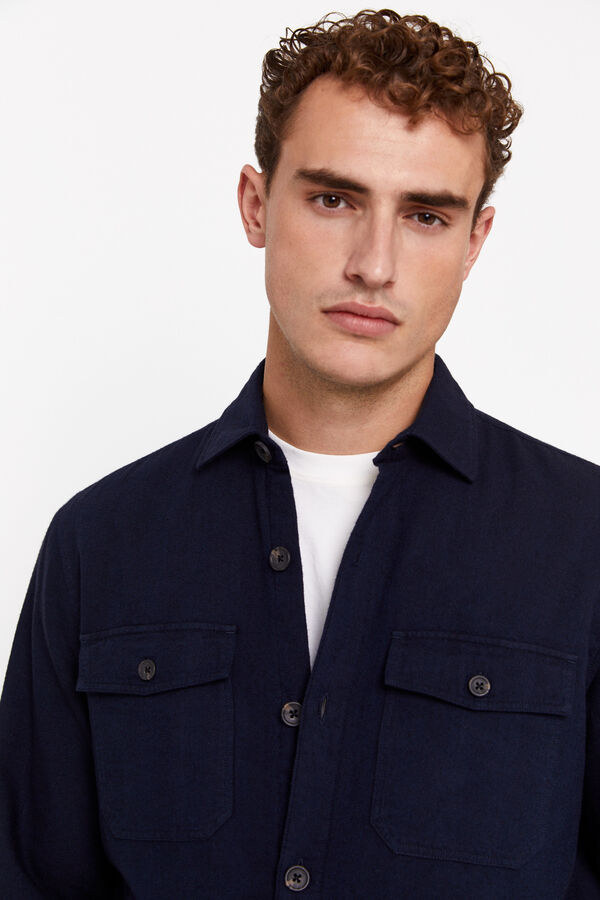 Cortefiel Plain quilted overshirt Navy