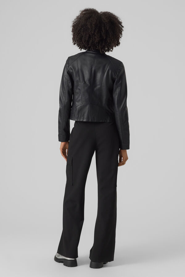 Vero Moda Blusão com efeito couro e gola Perkins Preto