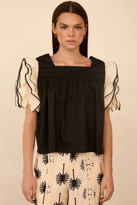 Meisie Blusa de manga curta com folhos