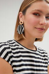 Lola Casademunt Pendientes efecto animal print zebra Estampado blanco