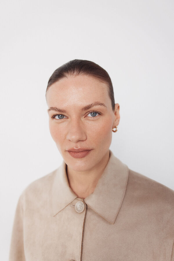 Cortefiel Suede -effect fabric jacket Ivory