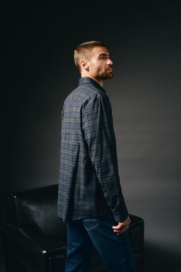 OOTO Camisa cuadros franela Azul marino