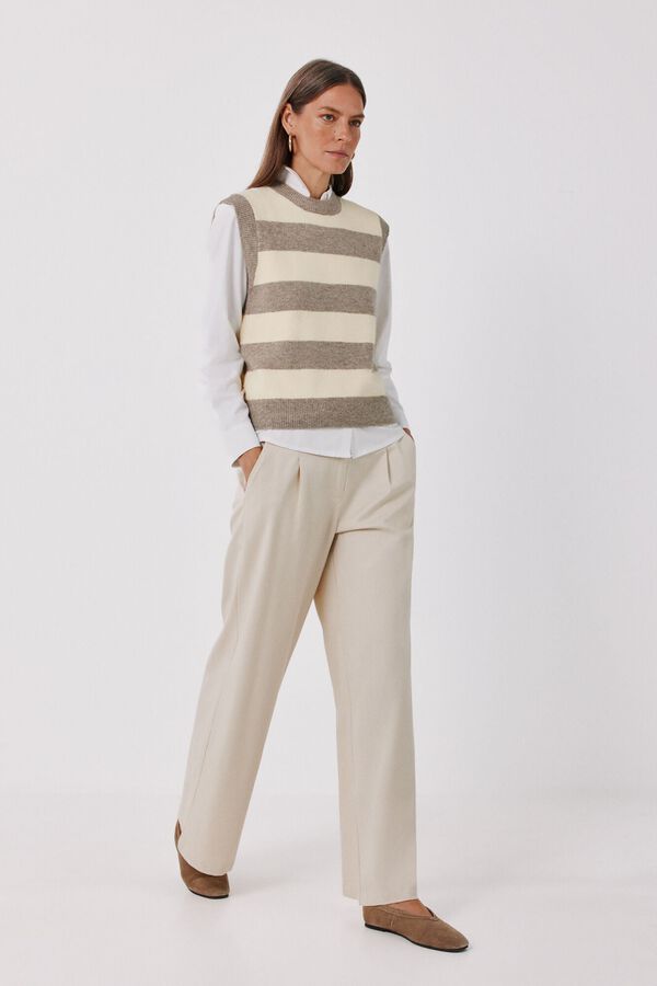 Cortefiel Women's serge trousers Ivory