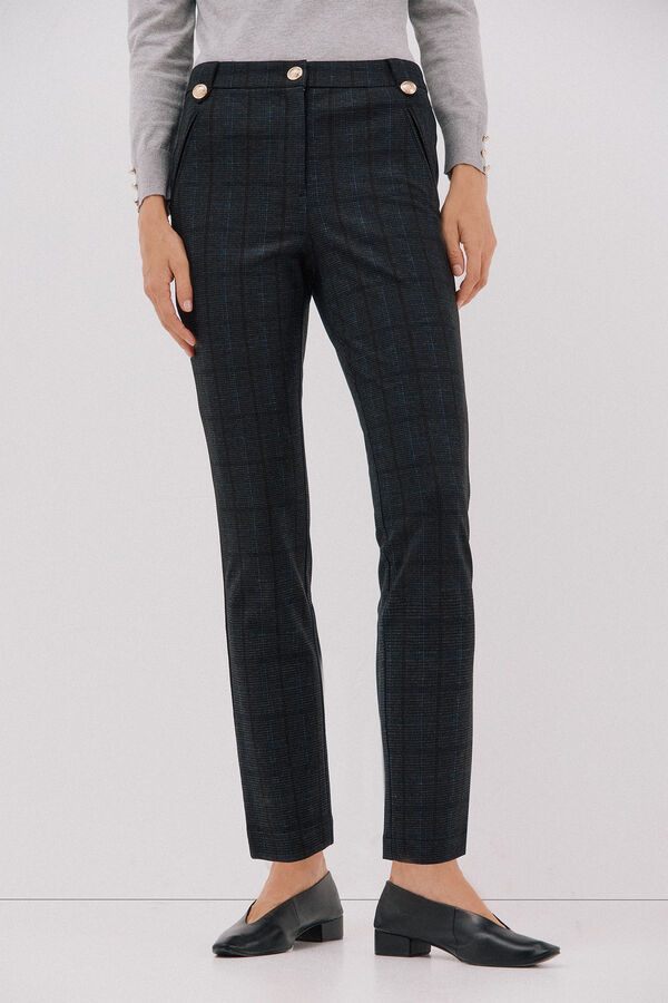 Cortefiel Women's jersey-knit trousers Printed blue