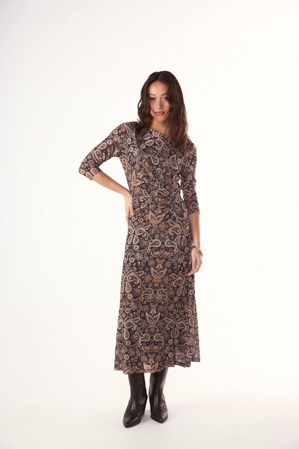 Slowlove Vestido estampado frunce Estampado gris