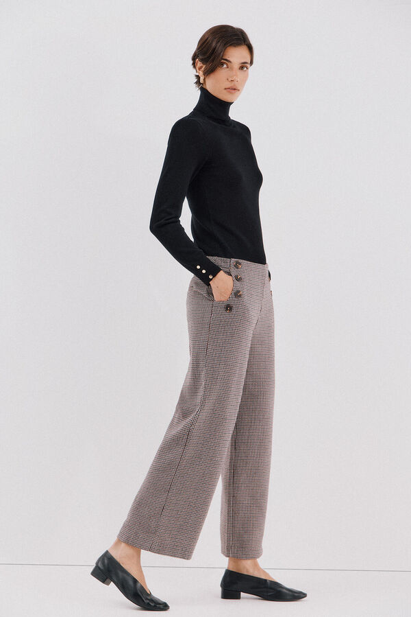 Cortefiel Women's cropped and wide-leg pants Printed red