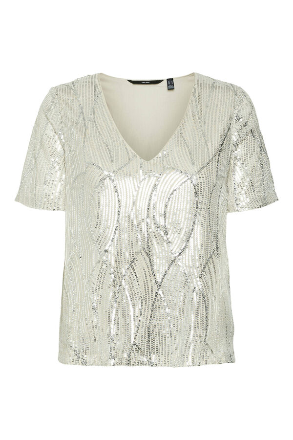 Vero Moda T-shirt manga curta lantejoulas Cinzento