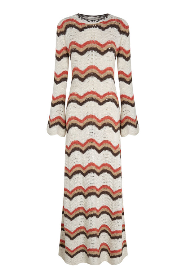 Slowlove Vestido multicolor em malha malha Ecru