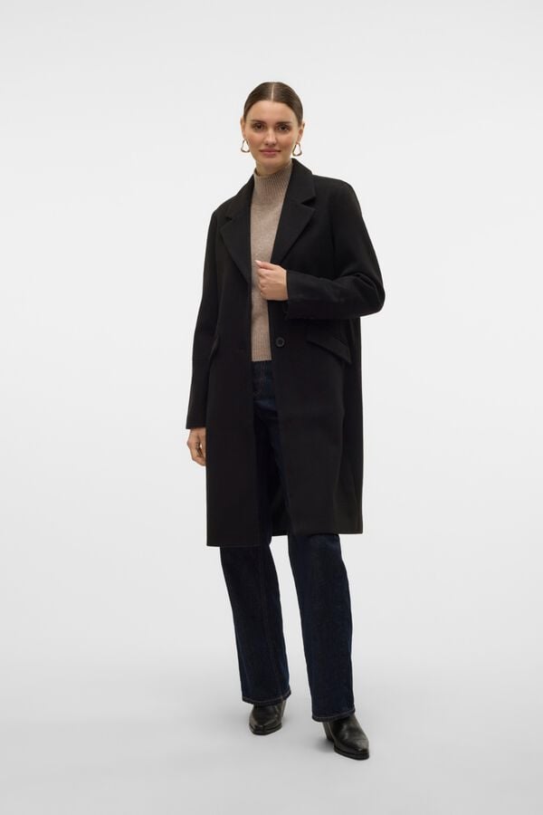 Vero Moda Sobretudo comprido com aba Preto
