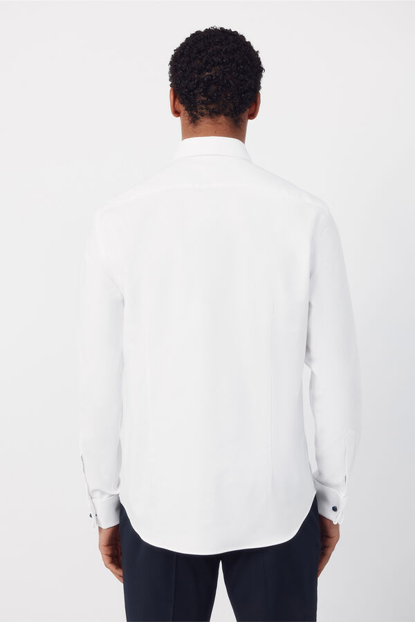 Cortefiel Camisa pu&ntilde;o gemelo slim fit f&aacute;cil plancha Blanco