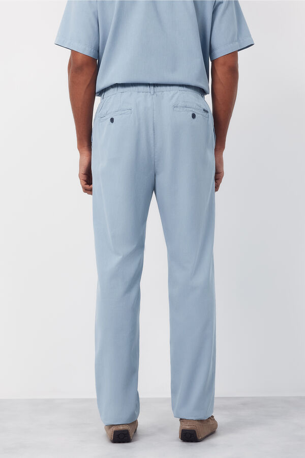 Cortefiel Trousers with elastic waistband and regular drawstrings Blue