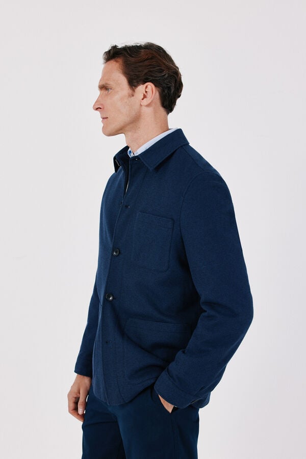 Cortefiel Navy knit overshirt Navy