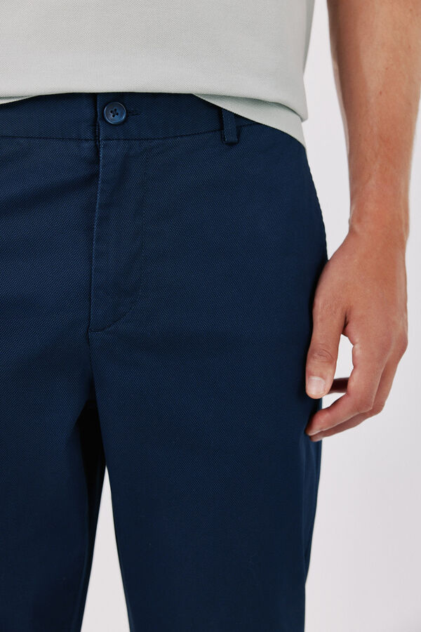 Cortefiel Print regular chinos Navy