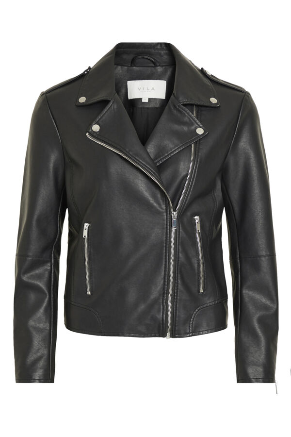 Cortefiel Faux leather jacket Black