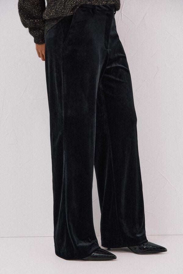 Cortefiel Velvet trousers Black