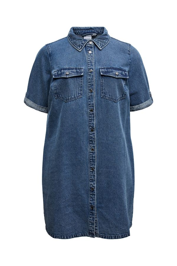 Vero Moda Curve Vestido jeans curto tamanhos grandes Azul
