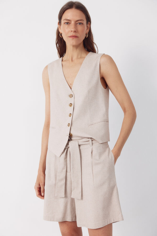 Cortefiel Linen bermuda shorts shorts Nude