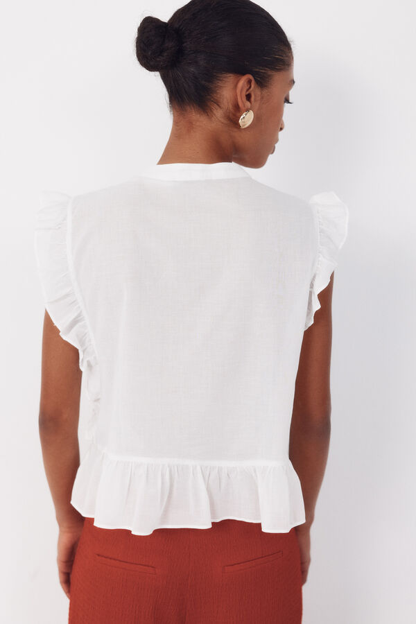 Cortefiel ruffle blouse White