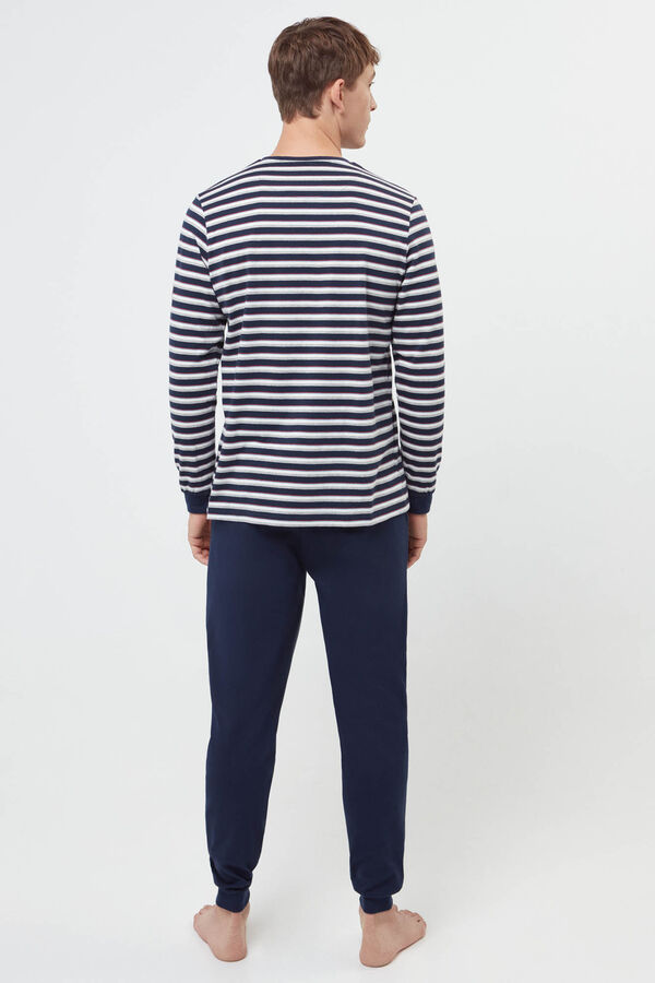 Cortefiel Navy blue stripy cotton pyjamas Grey