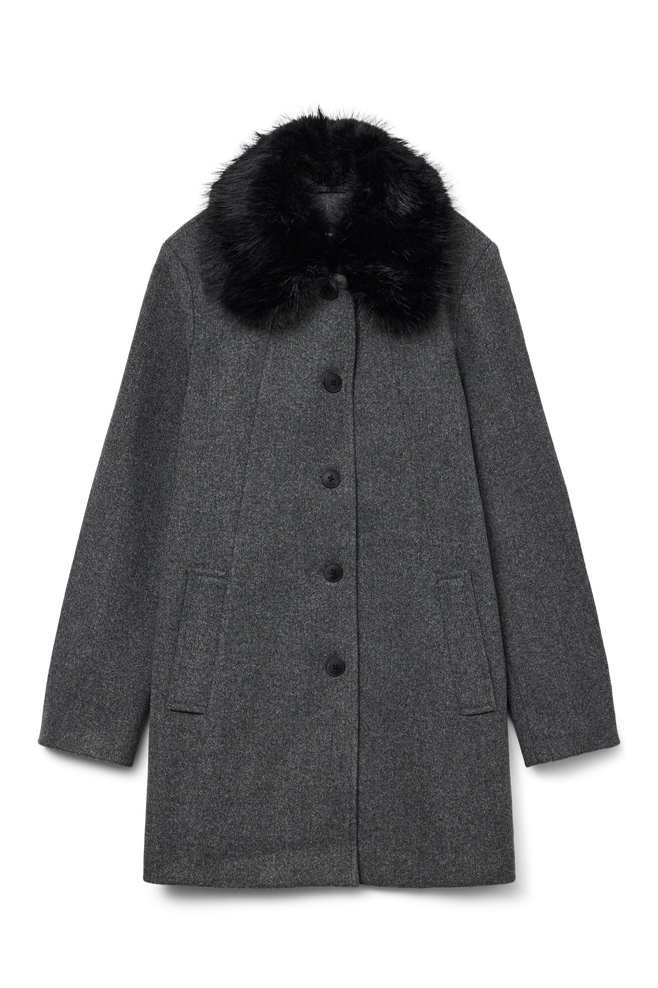 Vero Moda Sobretudo de fazenda com gola de pelo