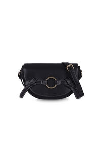 Cortefiel Crossbody bag with topstiched flap Black