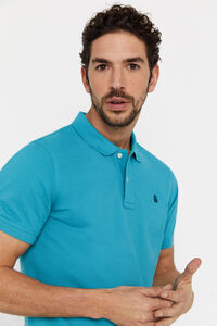 Cortefiel Piqué polo shirt with logo Turquoise