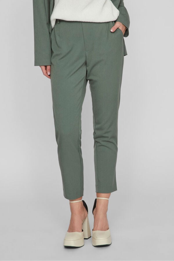 Vila Cal&ccedil;a de vestir capri em viscose Verde