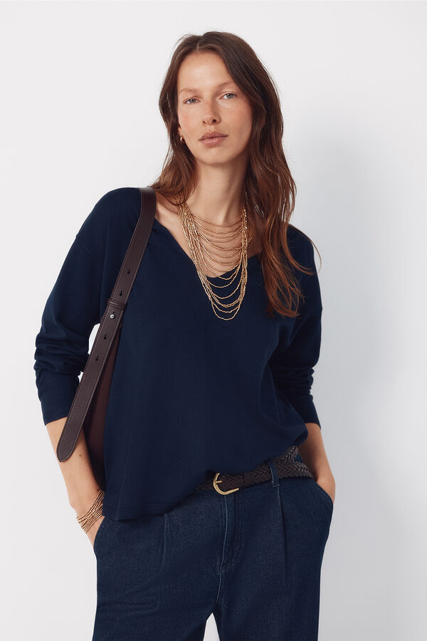 Cortefiel V-neck jumper Navy