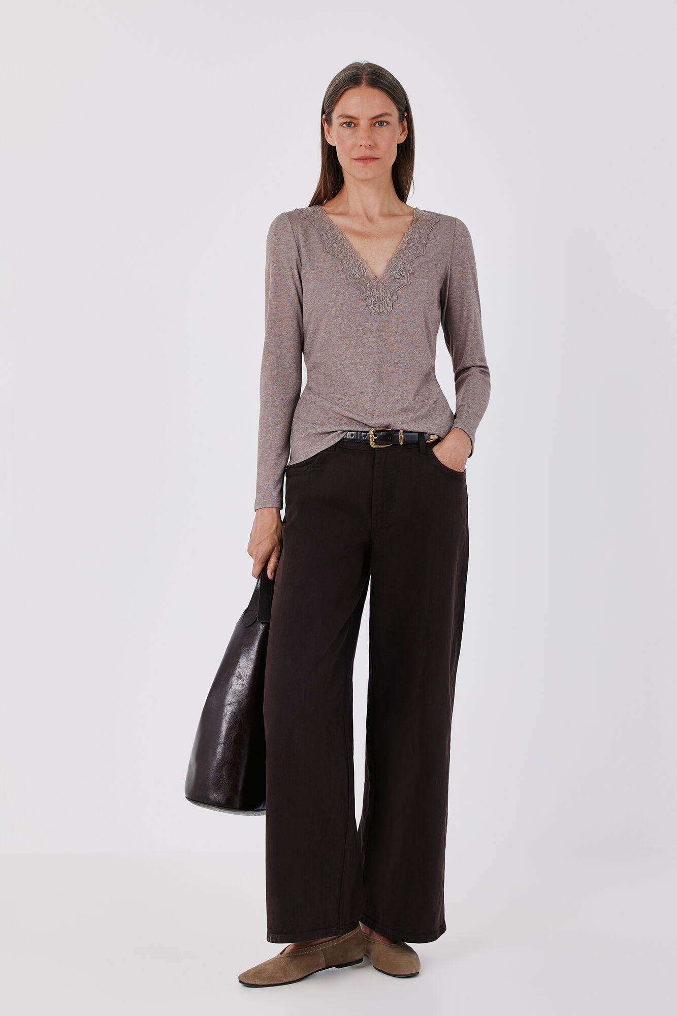 Cortefiel Lace neckline T-shirt