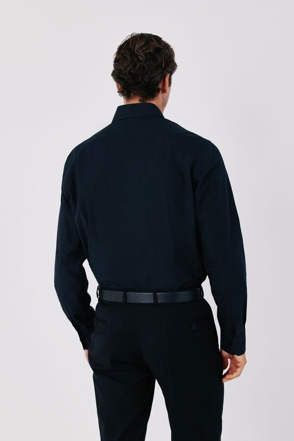 Cortefiel Slim fit Ottoman dress shirt Black