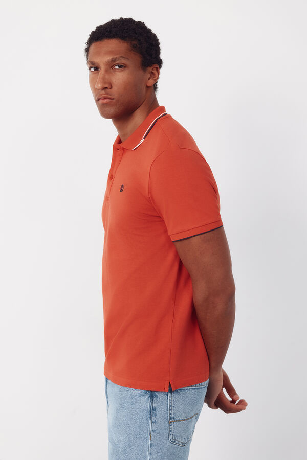 Cortefiel Polo shirt with tips Coral