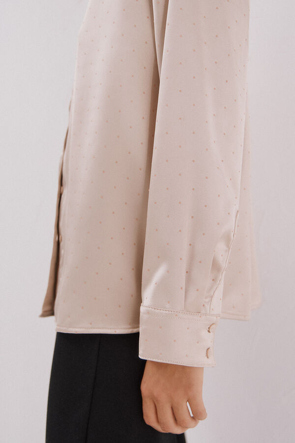Cortefiel Shiny satin shirt Beige